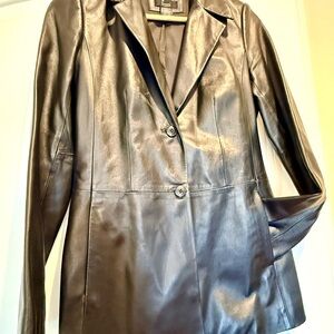 Nordstrom Frenchi- Black fitted Lamb Skin Leather Blazer